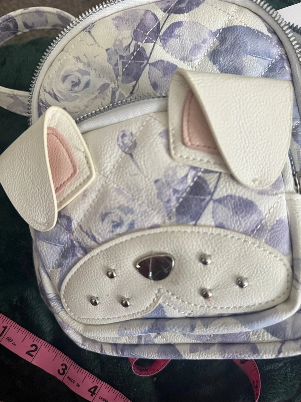 Betsey Johnson Cream and Lavender Floral Mini Backpack